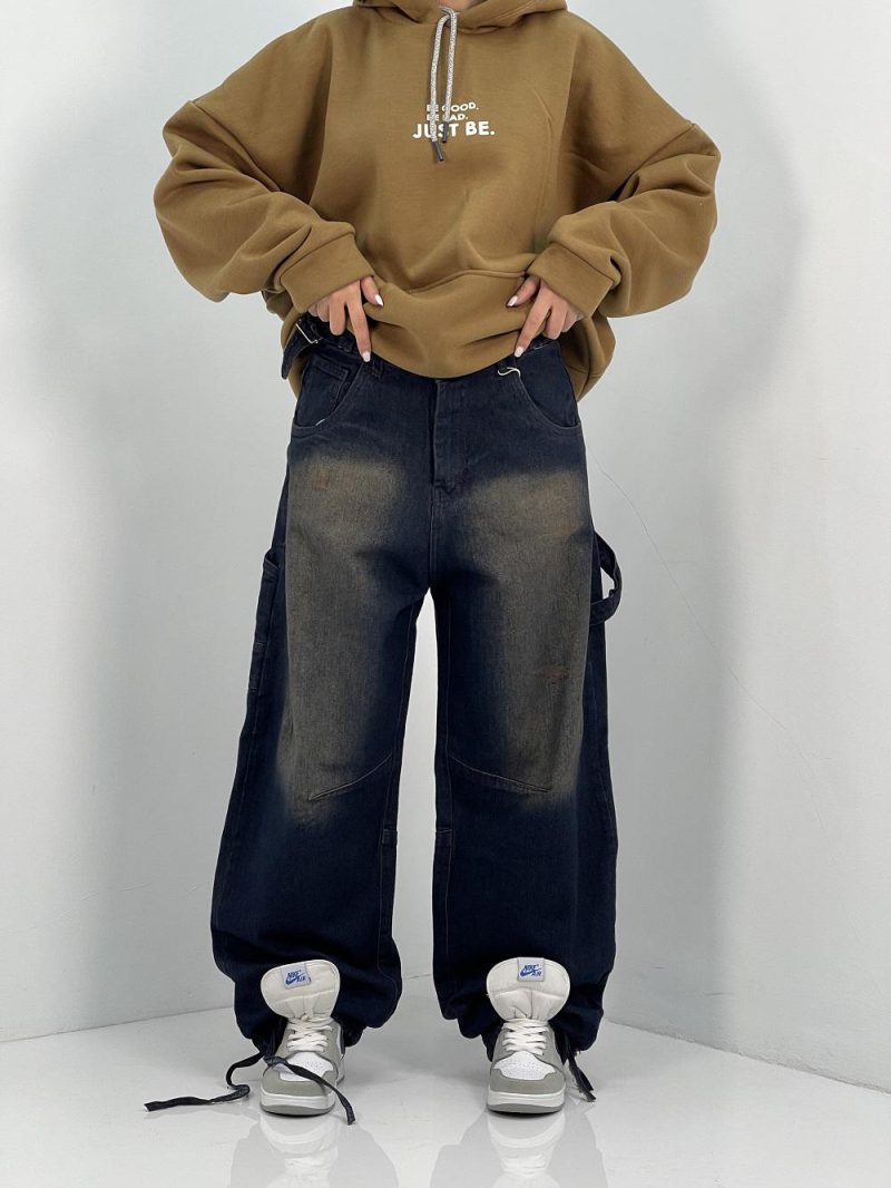 شلوار جین زنانه بالونی کارپنتری سرمه ای سنگشور