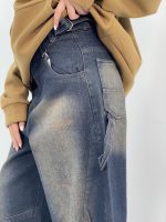 شلوار جین زنانه بالونی کارپنتری سرمه ای سنگشور