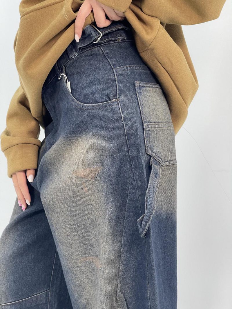 شلوار جین زنانه بالونی کارپنتری سرمه ای سنگشور