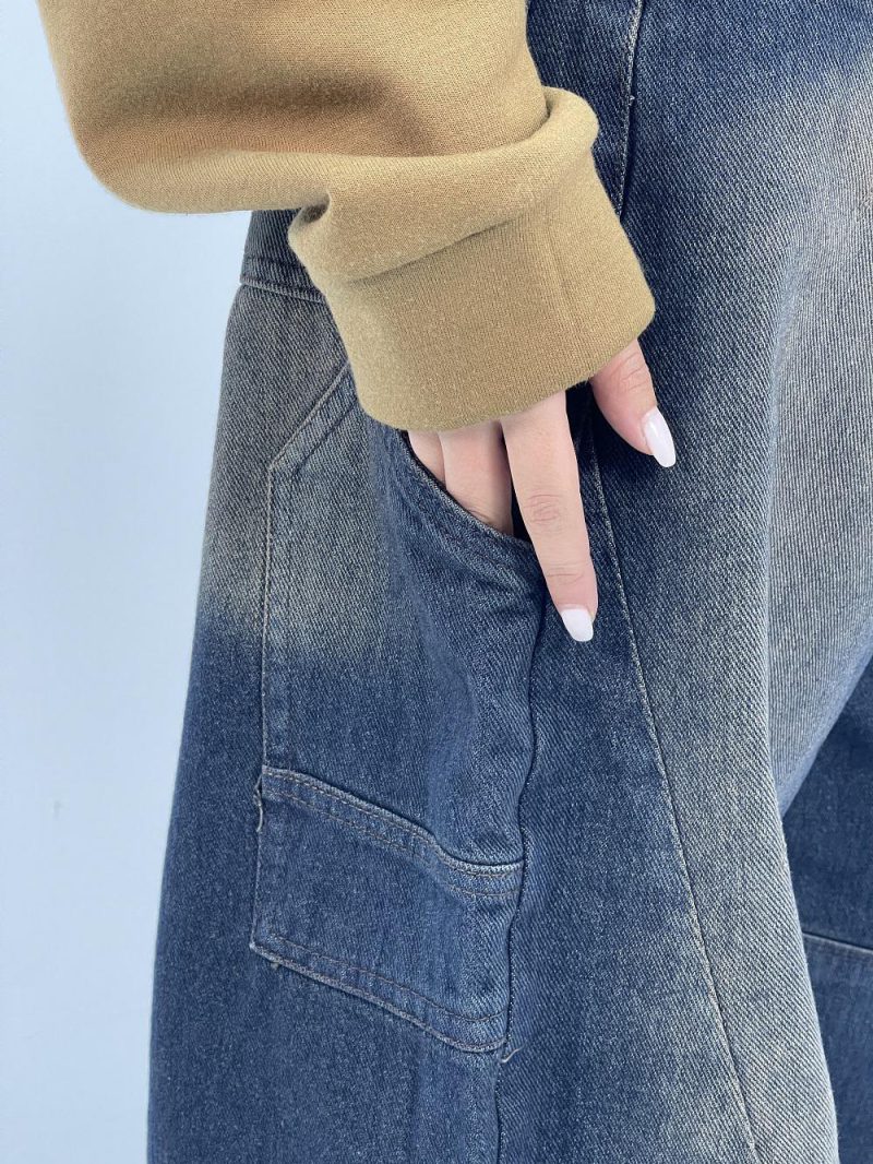 شلوار جین زنانه بالونی کارپنتری سرمه ای سنگشور