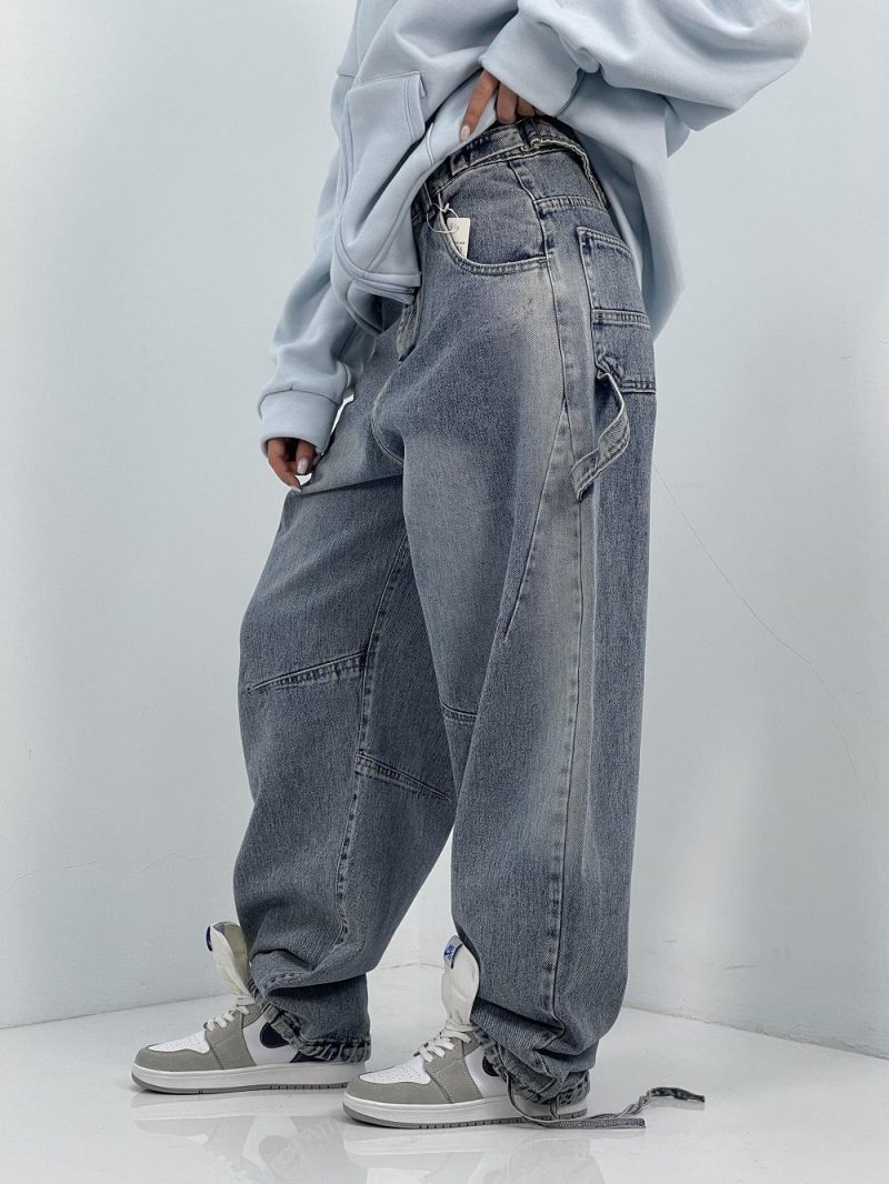 شلوار جین زنانه بالونی کارپنتری آبی روشن سنگشور