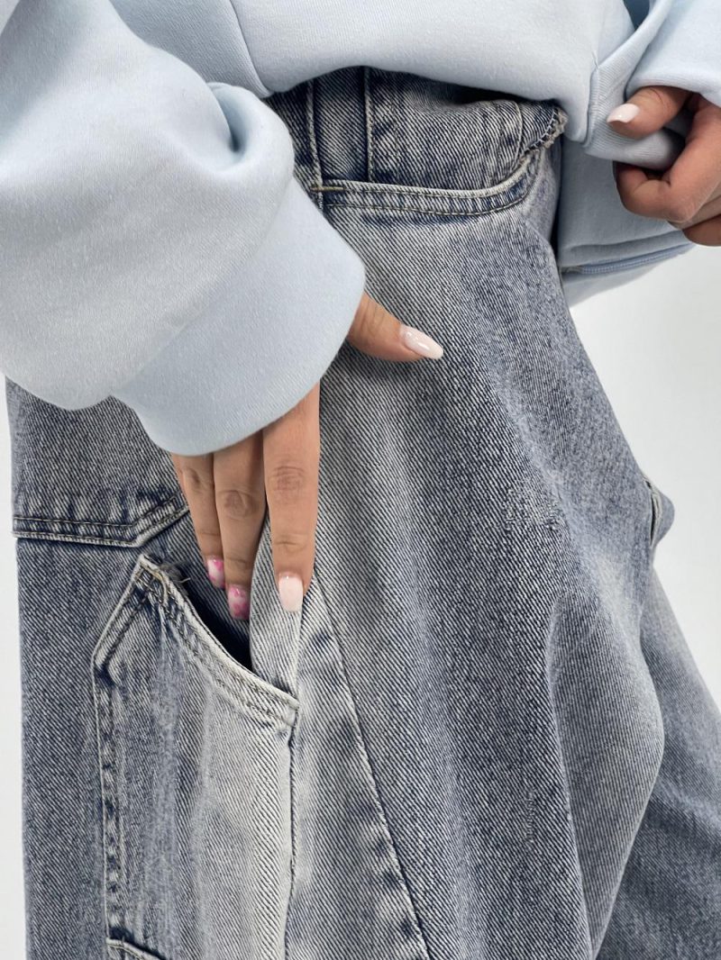 شلوار جین زنانه بالونی کارپنتری آبی روشن سنگشور