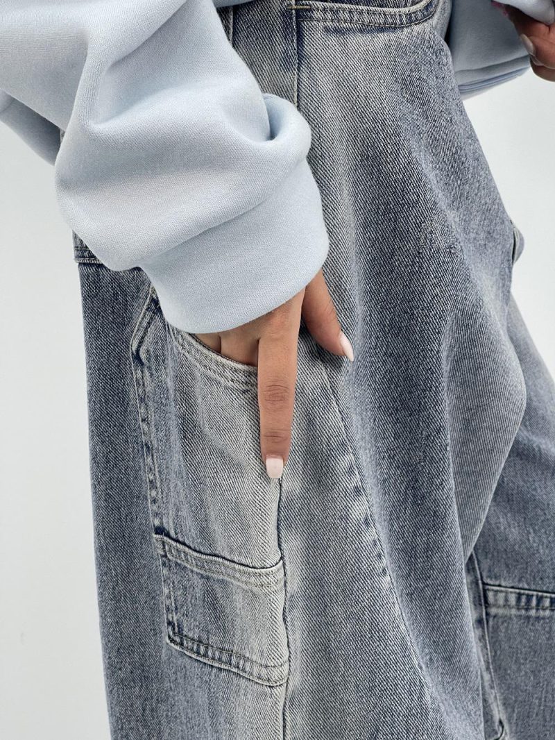 شلوار جین زنانه بالونی کارپنتری آبی روشن سنگشور