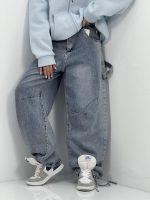 شلوار جین زنانه بالونی کارپنتری آبی روشن سنگشور