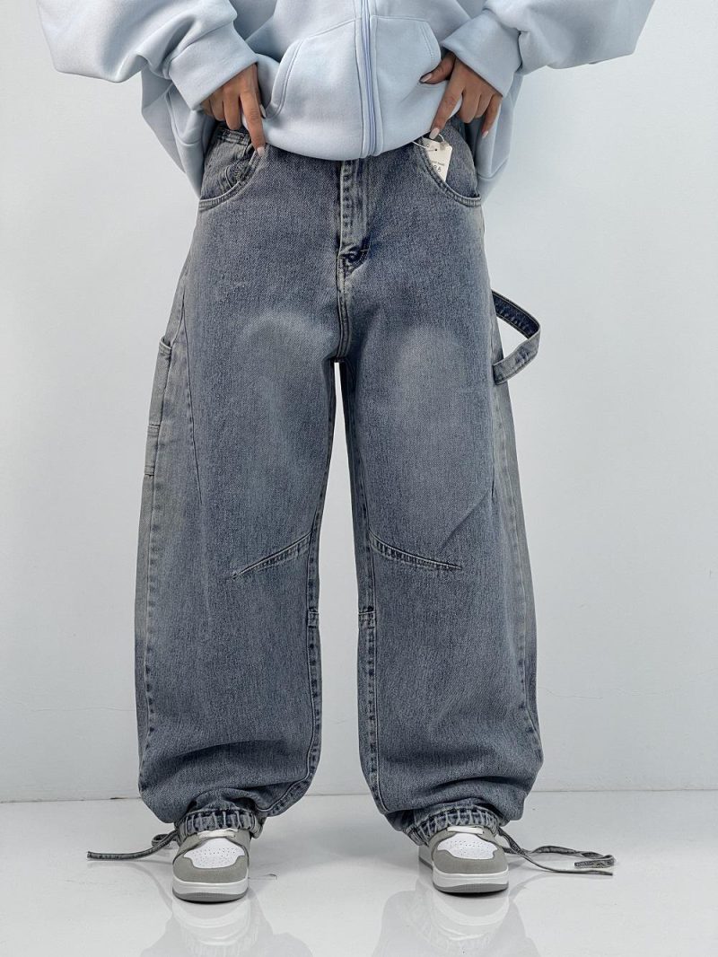 شلوار جین زنانه بالونی کارپنتری آبی روشن سنگشور