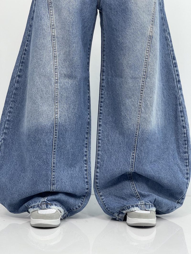 شلوار جین زنانه جی بگ گشاد رنگ آبی