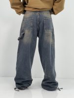 شلوار جین زنانه بالونی مکس کارپنتری با سنگشور قهوه ای