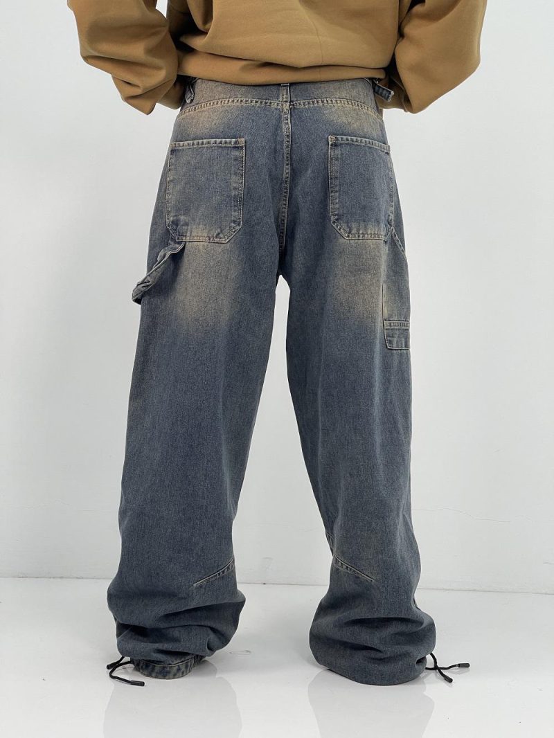 شلوار جین زنانه بالونی مکس کارپنتری با سنگشور قهوه ای