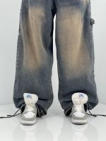 شلوار جین زنانه بالونی مکس کارپنتری با سنگشور قهوه ای