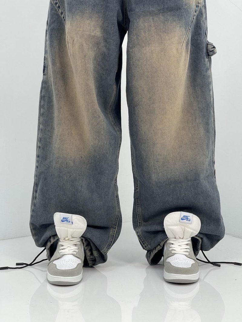 شلوار جین زنانه بالونی مکس کارپنتری با سنگشور قهوه ای