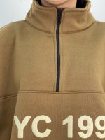 دورس نیم زیپ دخترانه قوار باکسی قهوه ای