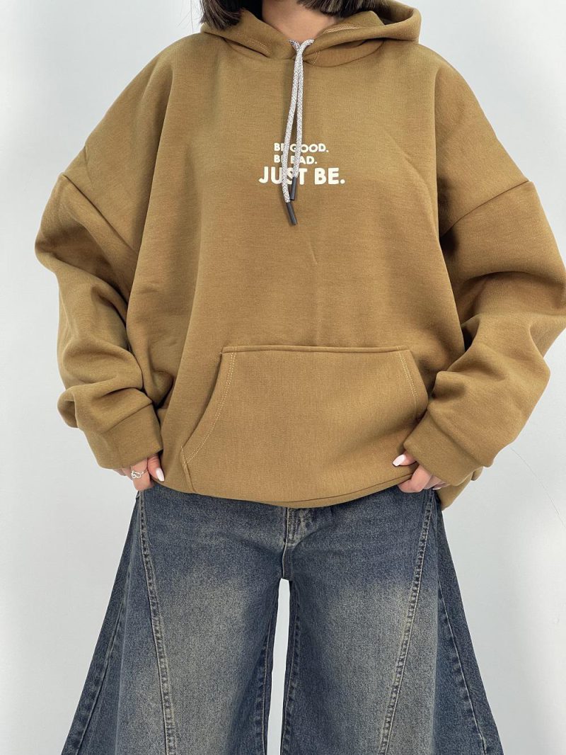 هودی باکسی دخترانه قهوه ای