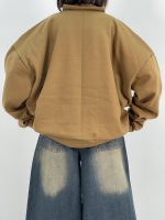 دورس نیم زیپ دخترانه قوار باکسی قهوه ای