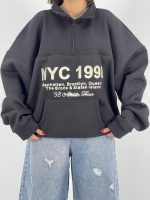 دورس نیم زیپ دخترانه قوار باکسی مشکی