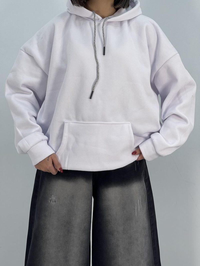 هودی قواره باکسی دخترانه سفید