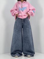 شلوار جین زنانه سوپر بگ آبی با سنگشور