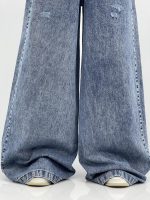 شلوار جین زنانه سوپر بگ آبی با سنگشور