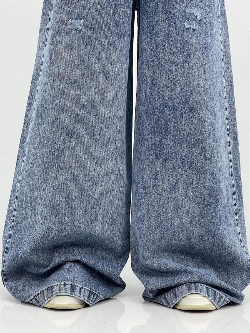 شلوار جین زنانه سوپر بگ آبی با سنگشور