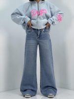 شلوار جین زنانه واید بلند آبی روشن