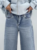 شلوار جین زنانه واید بلند آبی روشن