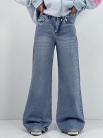 شلوار جین زنانه واید بلند آبی روشن