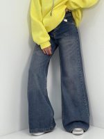 شلوار جین زنانه واید بلند آبی تیره