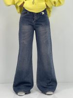 شلوار جین زنانه واید بلند آبی تیره