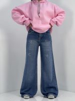 شلوار جین زنانه واید بلند آبی