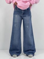 شلوار جین زنانه واید بلند آبی