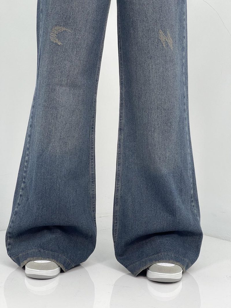 شلوار جین زنانه واید بلند آبی تیره