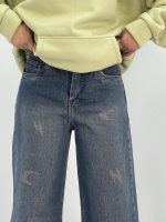 شلوار جین زنانه واید بلند آبی تیره