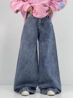 شلوار جین زنانه سوپر بگ آبی با سنگشور