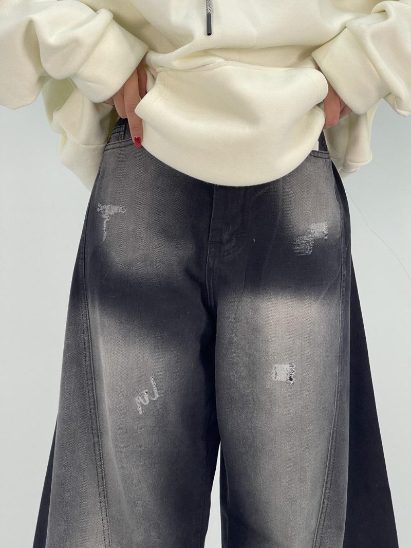 شلوار جین زنانه شافل مشکی سایز بزرگ