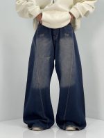 شلوار جین زنانه شافل سرمه ای سایز بزرگ