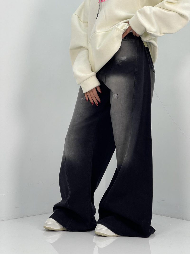 شلوار جین زنانه شافل مشکی سایز بزرگ