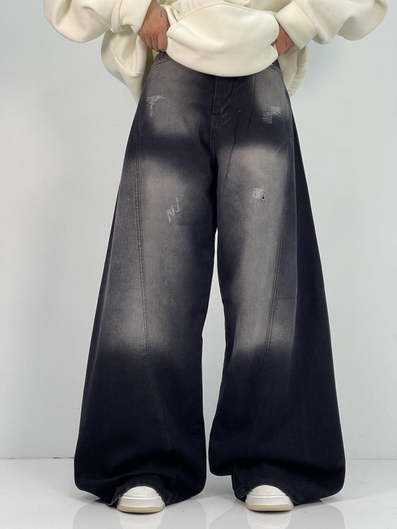 شلوار جین زنانه شافل مشکی سایز بزرگ