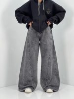شلوار جین زنانه شافل طوسی سایز بزرگ