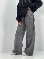 شلوار جین زنانه شافل طوسی سایز بزرگ