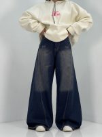 شلوار جین زنانه شافل سرمه ای سایز بزرگ