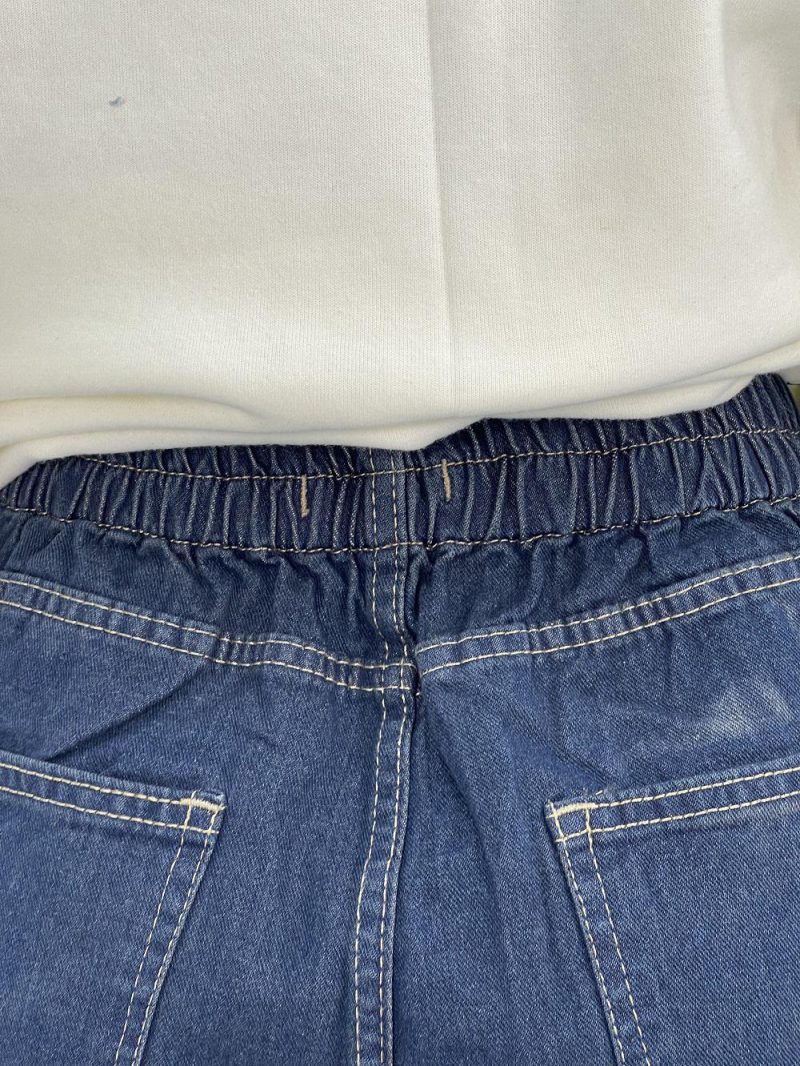 شلوار جین زنانه شافل سرمه ای سایز بزرگ