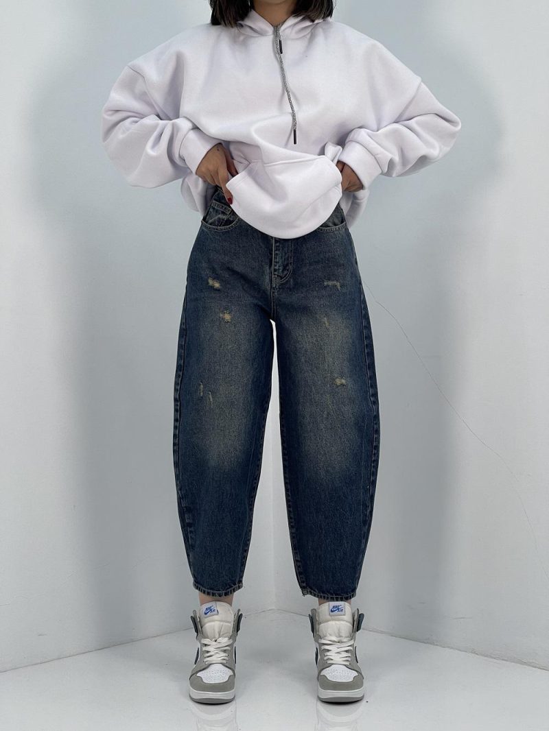 شلوار جین زنانه مام بالون سرمه ای