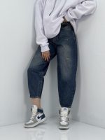 شلوار جین زنانه مام بالون سرمه ای