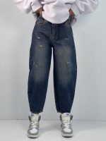شلوار جین زنانه مام بالون سرمه ای