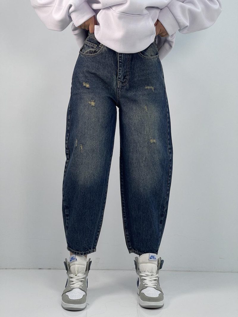 شلوار جین زنانه مام بالون سرمه ای