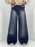 شلوار جین زنانه فول بگ سرمه ای سنگشور