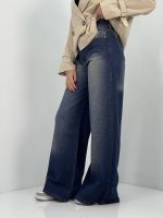 شلوار جین زنانه فول بگ سرمه ای سنگشور
