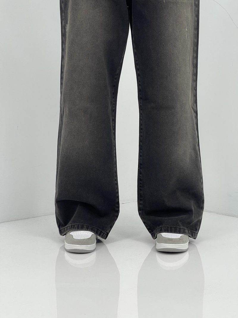 شلوار جین زنانه بگ با سنگشور قهوه ای