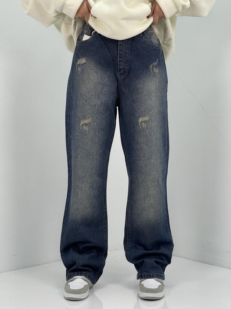 شلوار جین زنانه نیم بگ آبی سنگشور