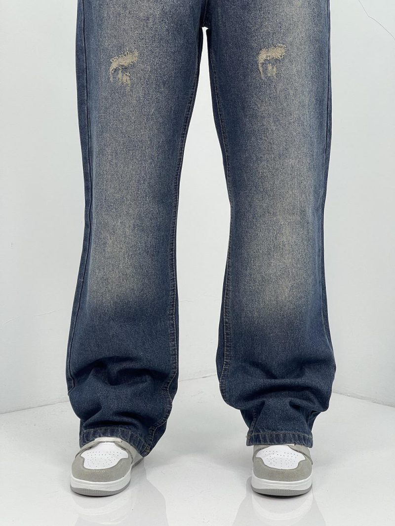 شلوار جین زنانه نیم بگ آبی سنگشور