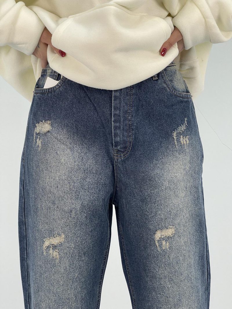 شلوار جین زنانه نیم بگ آبی سنگشور